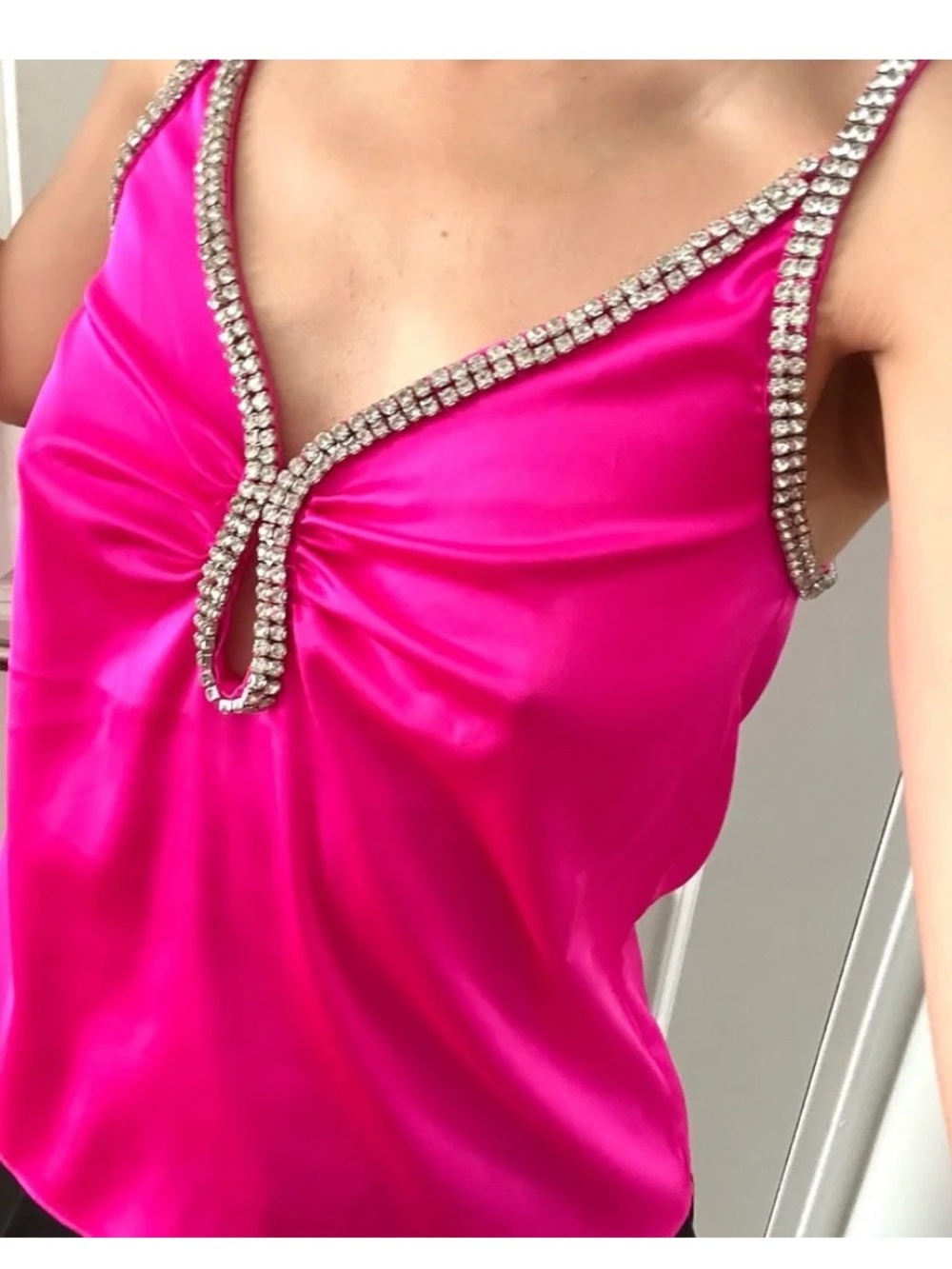 NWT GENERATION LOVE CYNTHIA CRYSTAL BLING CAMI CAMISOLE TANK TOP HOT PINK XS